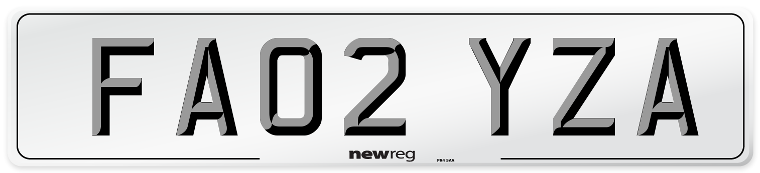 FA02 YZA Number Plate from New Reg